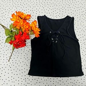 Black Tank Top with Ribbon